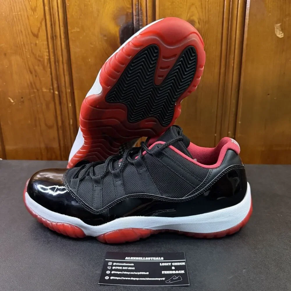 Jordan 11 Retro Lows Bred 2014 Release (528895-012) Black/Red Playoffs Size 11